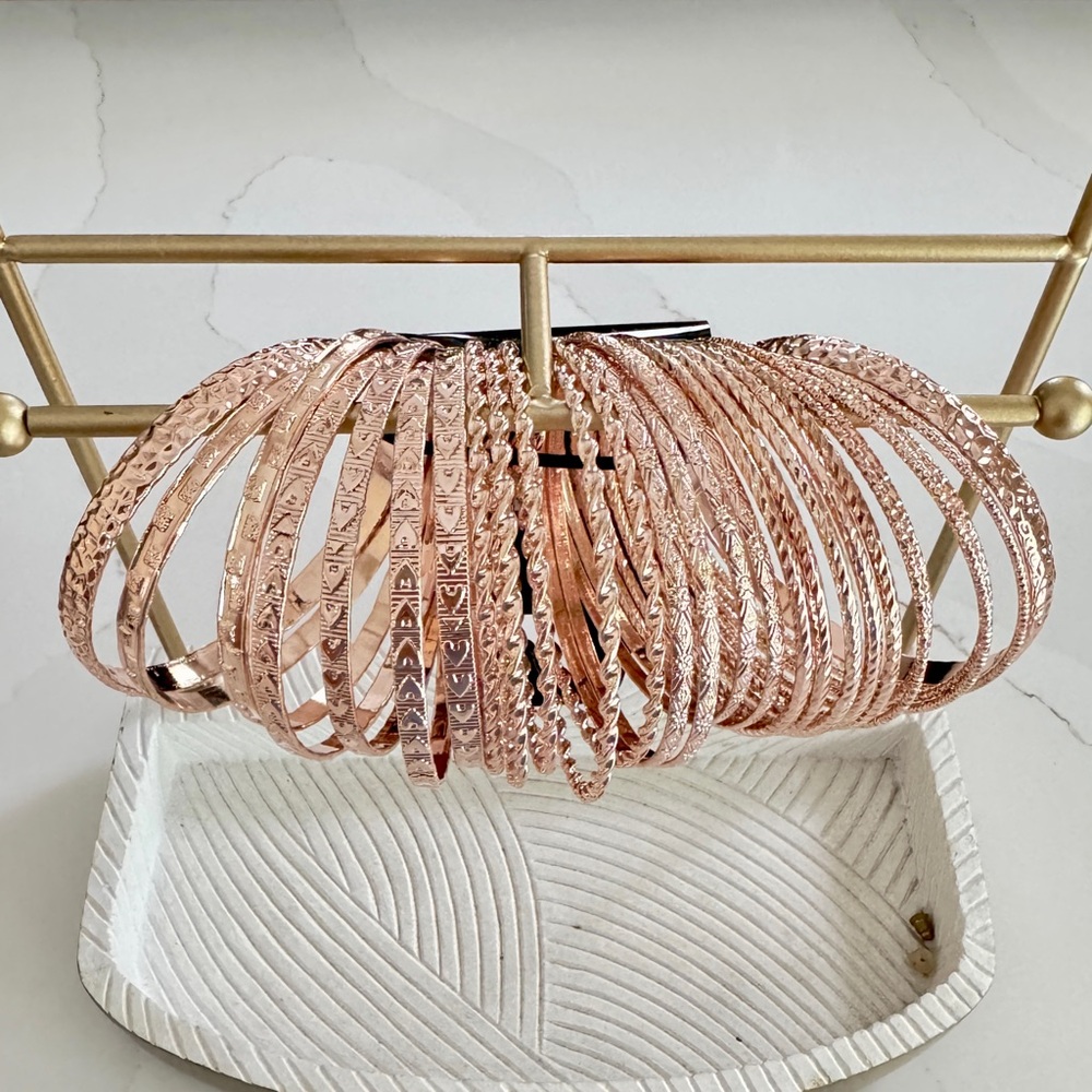 51 pcs Rose Gold Bangle Bracelet Set Bundle - Picture 6 of 9